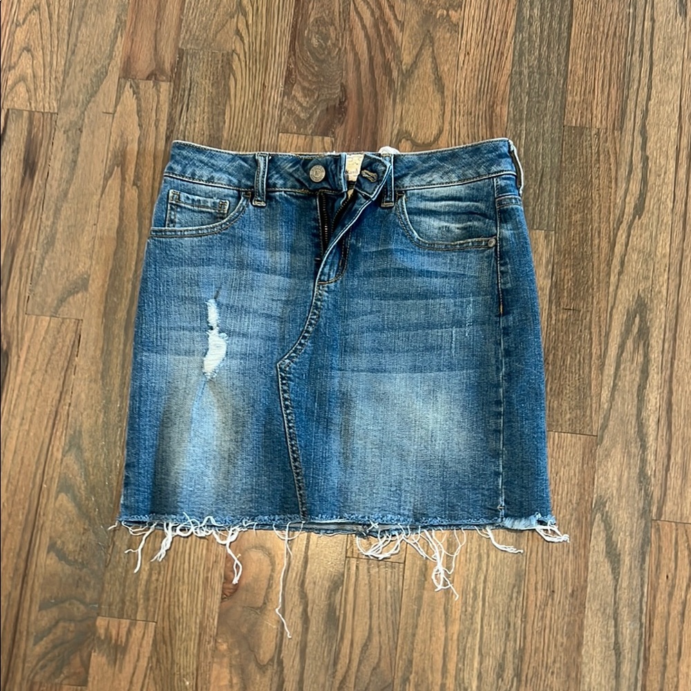 Denim Distressed Skirt